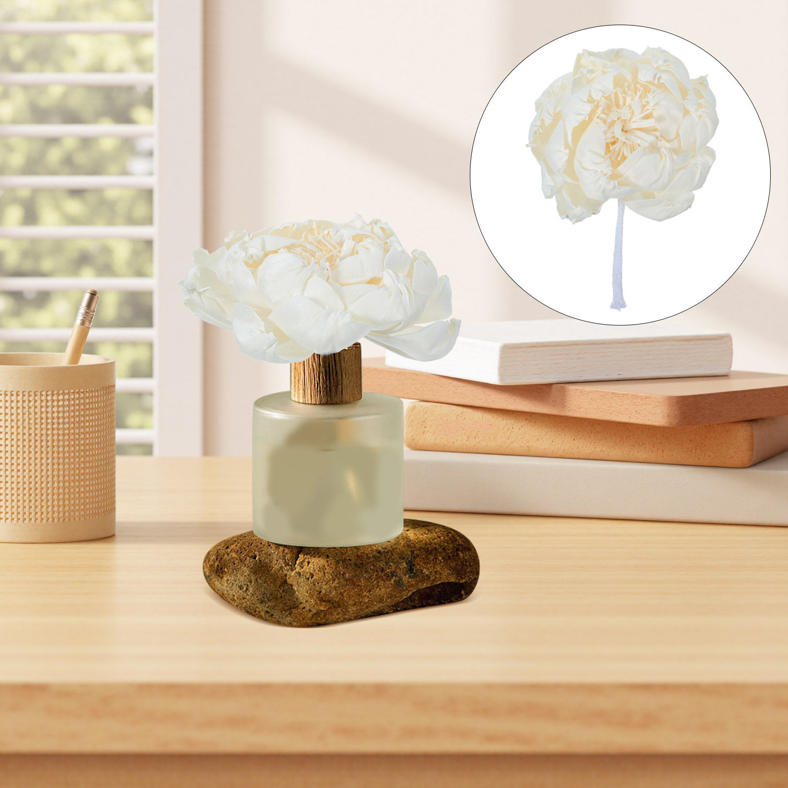 Home Fragrance Usa - 모란꽃 향 디퓨저 12cm 인조 모란꽃