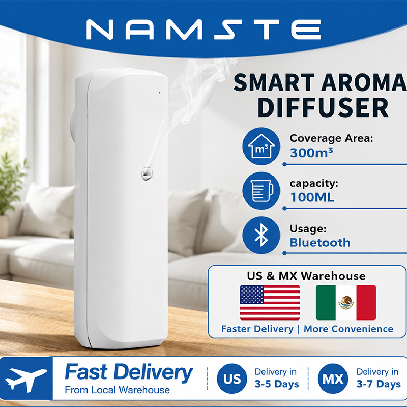 Home Fragrance Logo - NAMSTE 아로마 오일 디퓨저 블루투스 향기