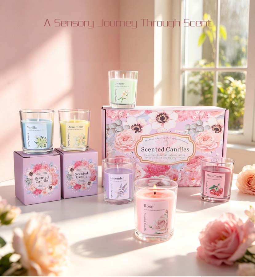 아로마테라피 향초 선물 세트 6가지 다른 향의 유리병  - Home Fragrance Gift 리뷰 및 가격