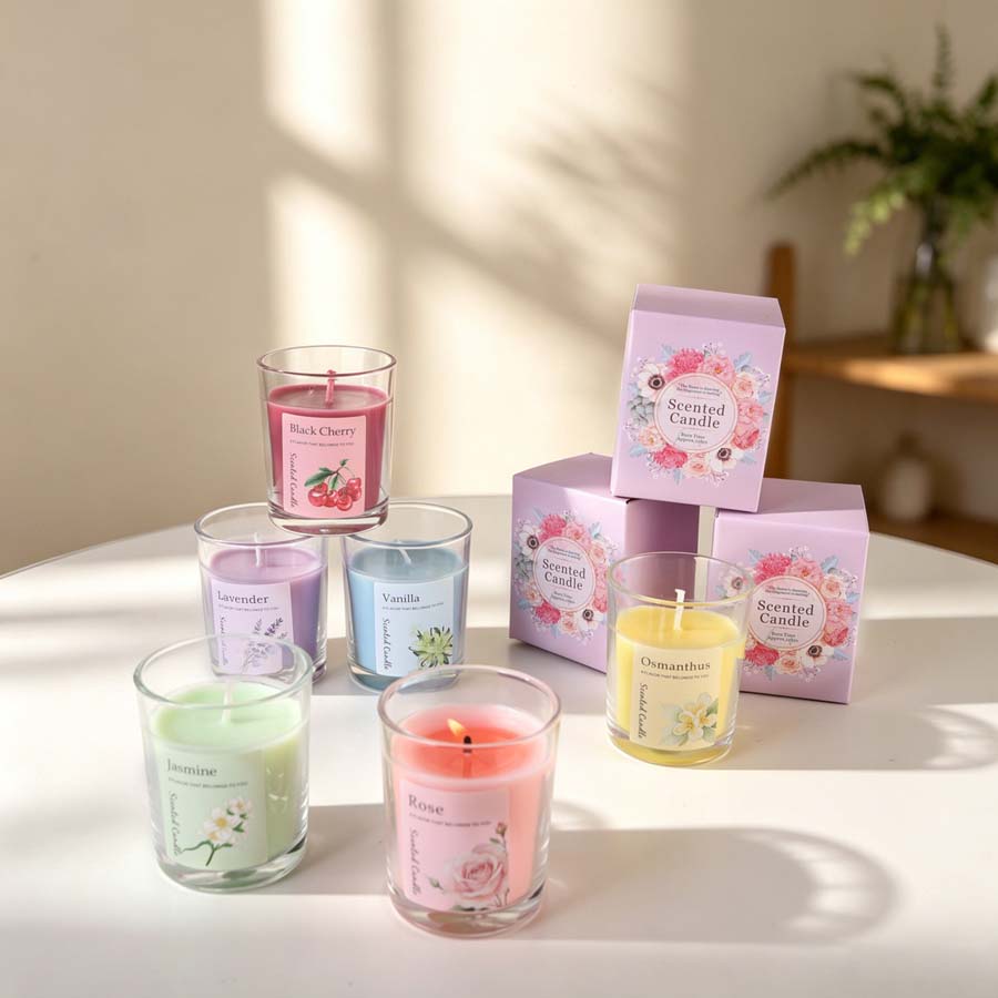 아로마테라피 향초 선물 세트 6가지 다른 향의 유리병  - Home Fragrance Gift 리뷰 및 가격